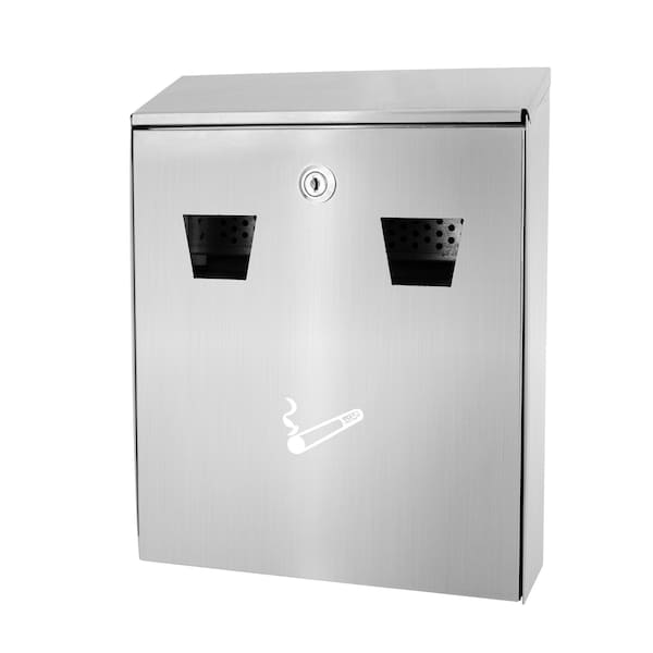 Alpine Industries Outdoor Wall-Mounted Cigarette Butt Disposal Receptacle with Removable Ashtray Bin, Stainless Steel ALP490-01-SS-MK - main